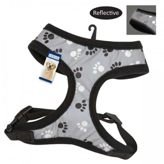 Reflective Pawprint Dog Harness