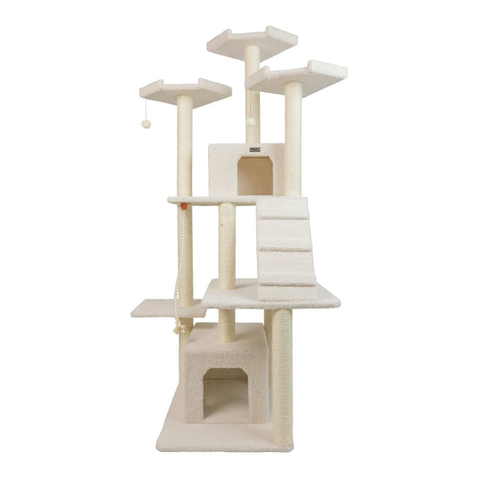 Armarkat Classic Ivory Real Wood Cat Tree with Ramp