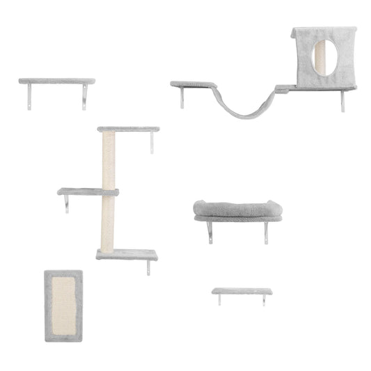 Cat Wall Shelves & Perch Set — 6 Piece
